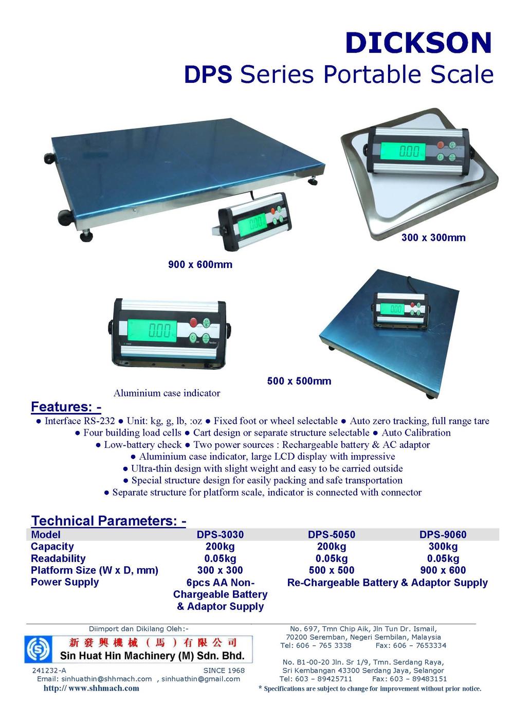 DICKSON DPS Series Portable Scale