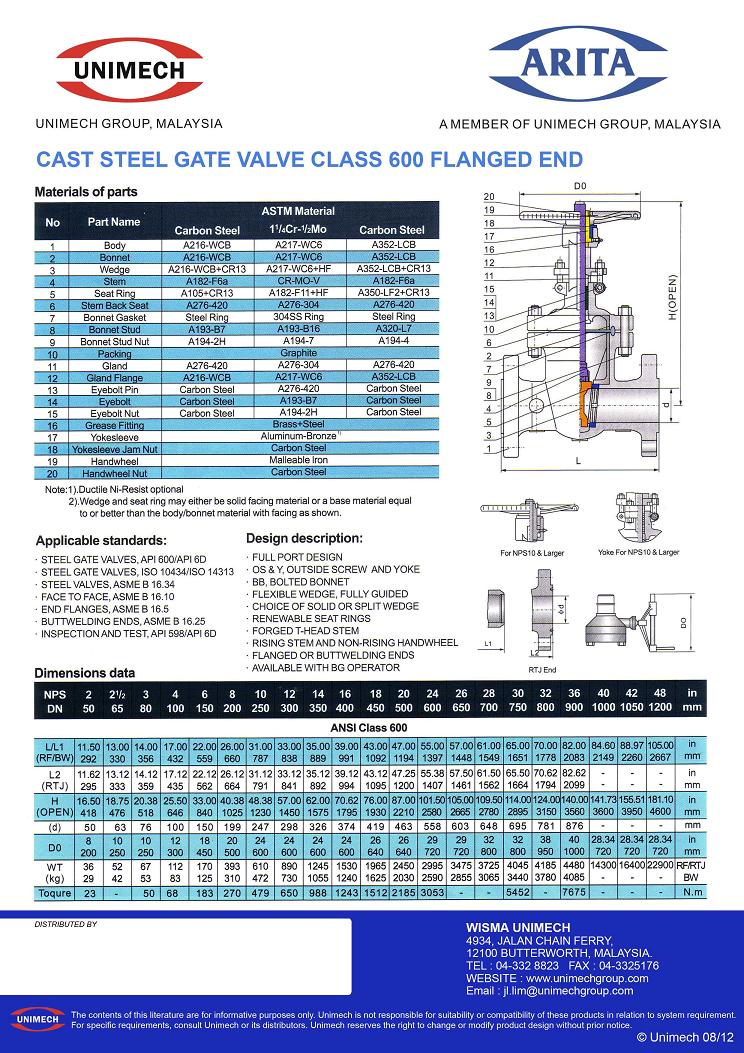 Cast Steel Gate Valve Penang Malaysia Supplier
