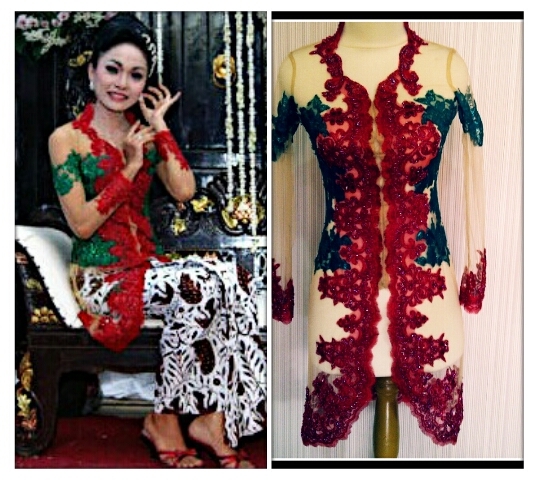 Kebaya Cantik Hijau dan Merah