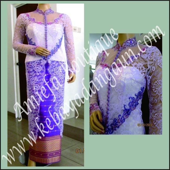 Kebaya Akad Putih Ungu