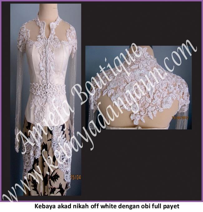 Kebaya Muslimah Off White Obi Payet