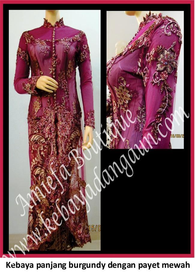 Kebaya Panjang Burgundy