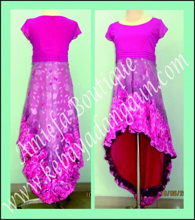Gaun Prom Flower Pink