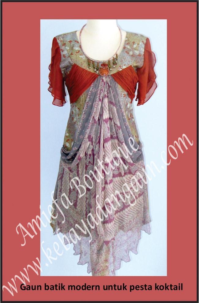 Gaun Batik Modern Pesta Koktail