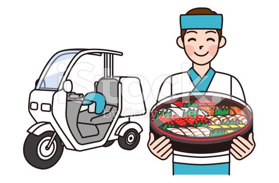 stock illustration 43711330 home delivery sushi