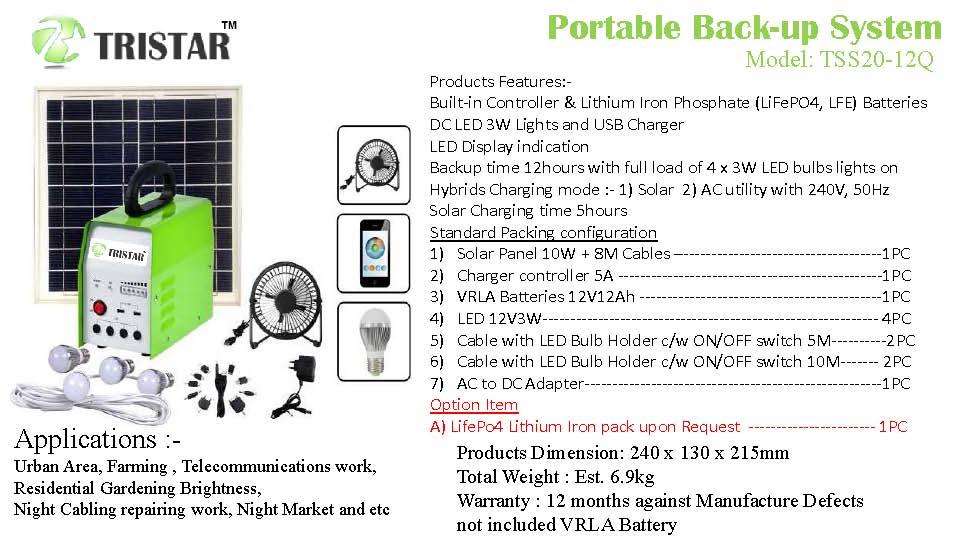 TRISTAR Portable Backup System TSS20 12Q
