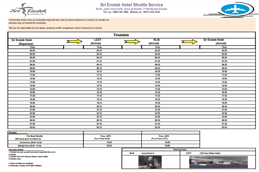 Sri Enstek Hotel Shuttle Service