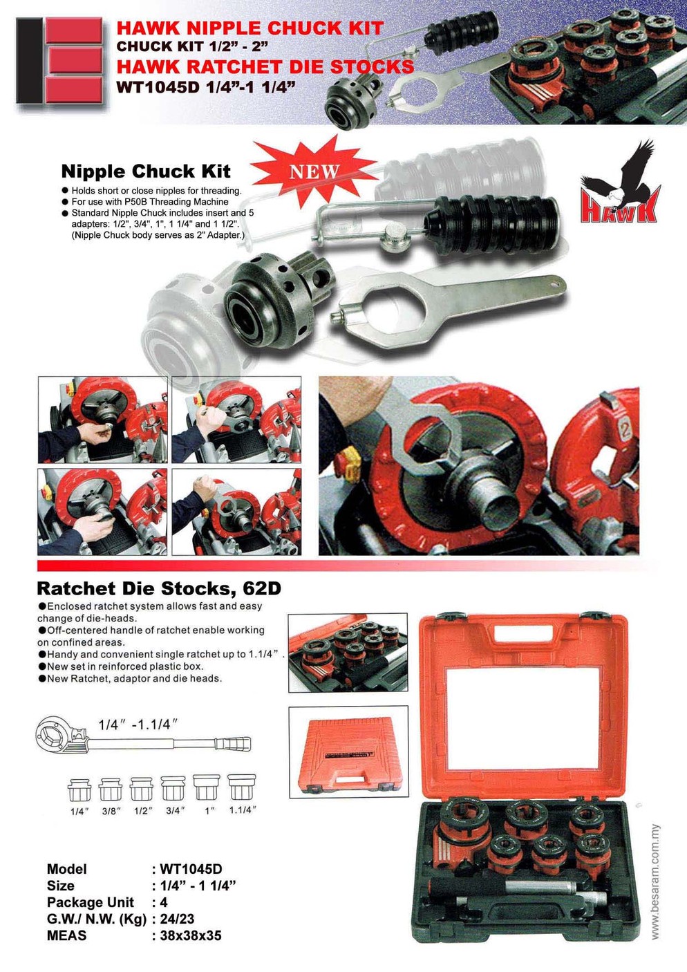  NIPPLE CHUCK KIT RATCHET DIE