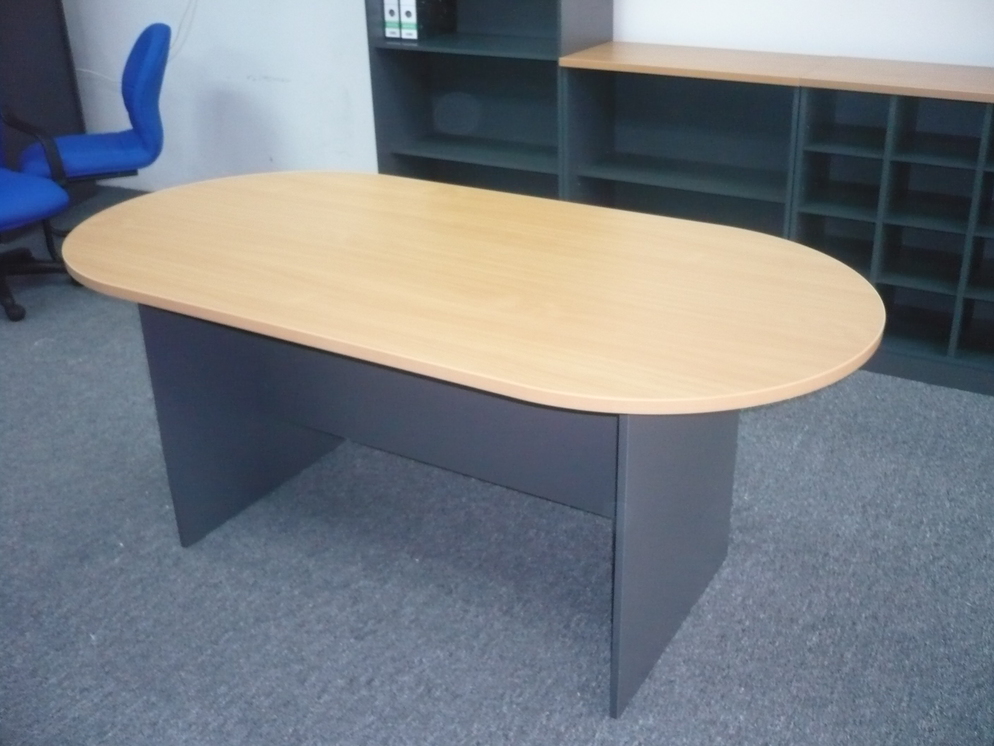 Oval Conference meeting table beech dark grey