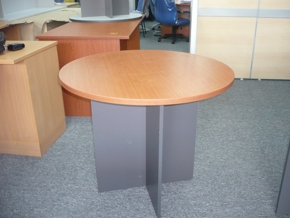 Round conference table cherry dark grey