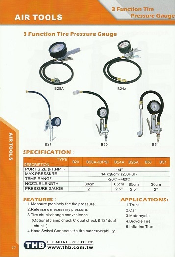 3 Function Tire Pressure Gauge