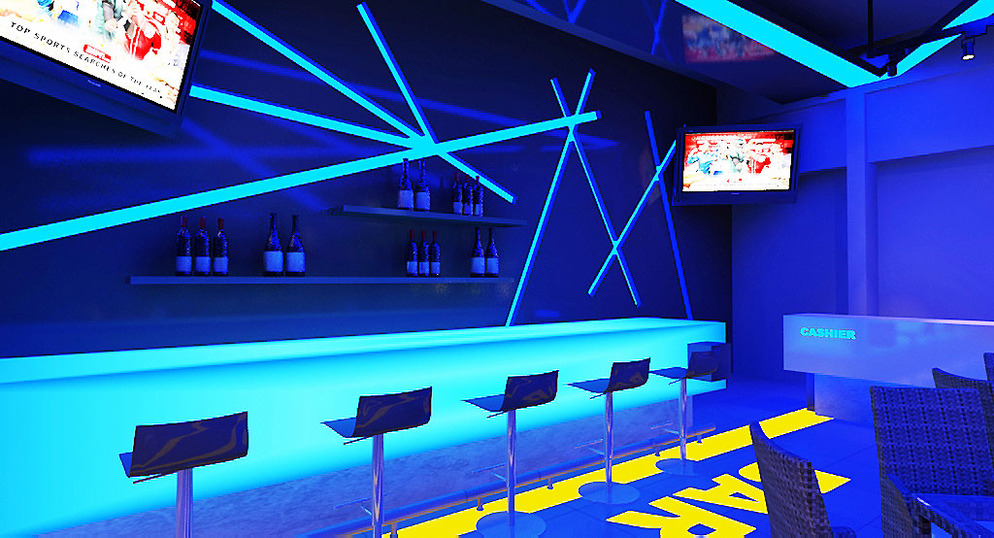blue bar counter
