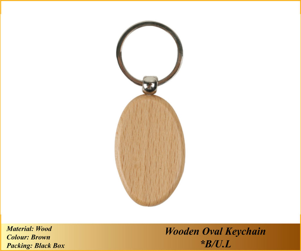 Wooden Oval Keychain