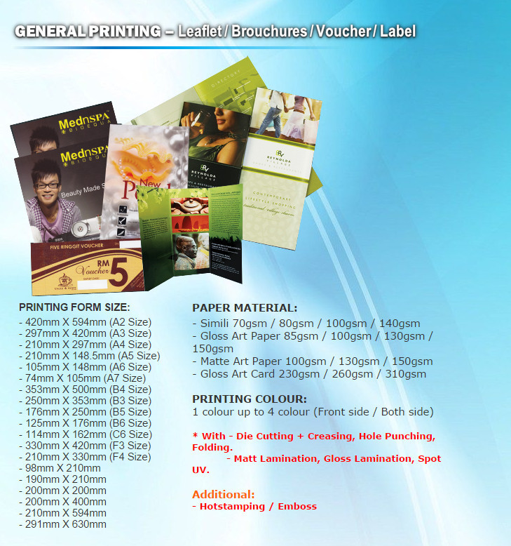 Leaflet brochure voucher label