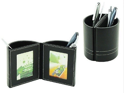 DES1403 PU Pen Holder with Photo Frame