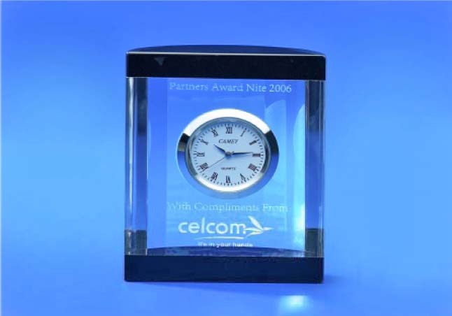 AWC1413 Crystal Award with Clock