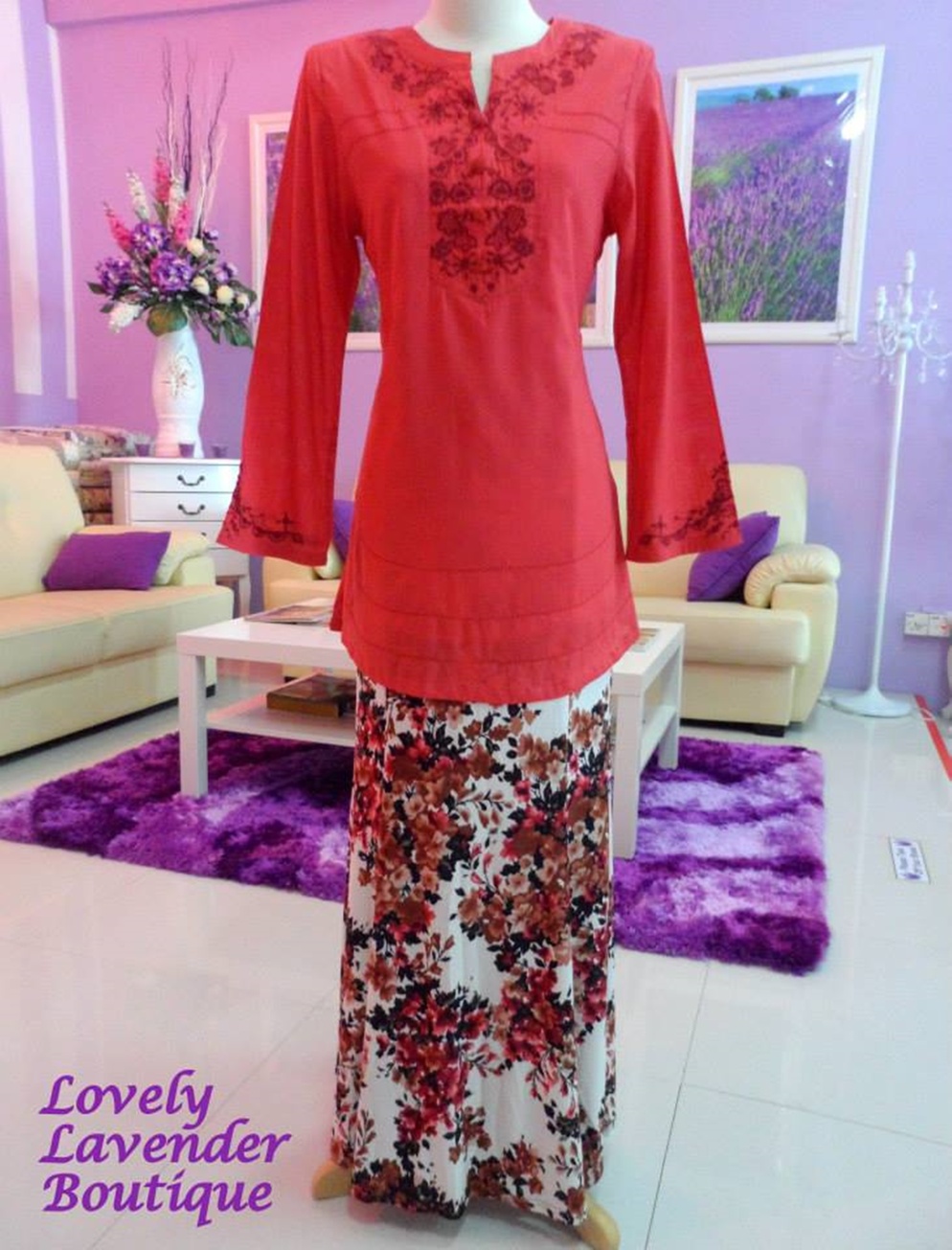 Code: MM05, Blouse & A-shaped Skirt. For more info, please contact +6019-3153119