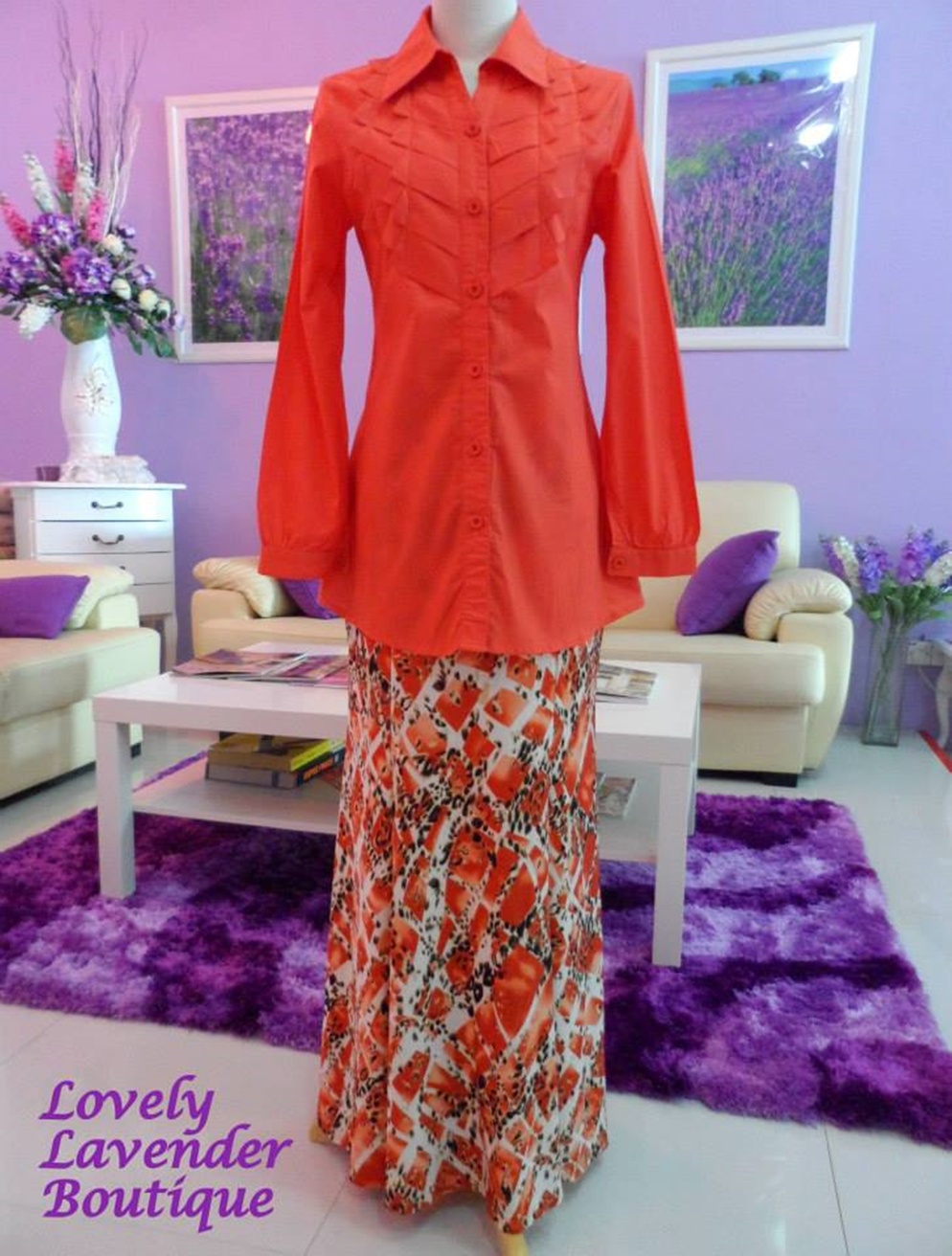 Code: MM14, Blouse & A-shaped Skirt. For more info, please contact +6019-3153119