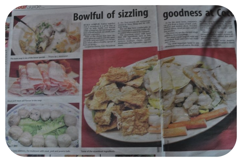 Coco Steamboat on New Straits Times newspaper, a very big thank you from the Coco Steamboat Crew for the continuous support! Love you guys!