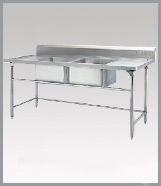 Stainless Steel Double Bowl Sink Table