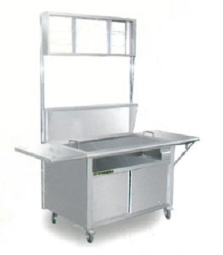 Stainless Steel Grill Fish Stall with Both Sides 255mm Wings & Sugn Board Frame