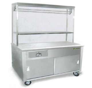 Stainless Steel Prawn Mee Stall with Glass Overshelf