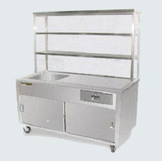 Stainless Steel Tea Counter with Glass Overshelf & 1 Sink