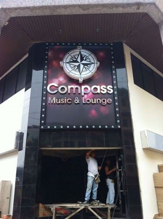 Compass Music & lounge 3D lettering punch hole LED front lit