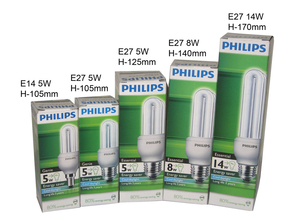 E27 8W   14W 3U Philips