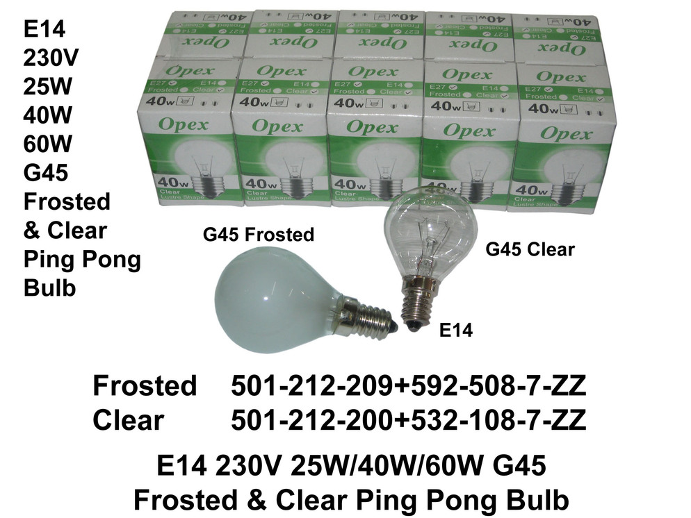 Copy (1) of 501 212 200 E14 230V 25W 40W 60W G45 FROSTED   CLEAR PING PONG