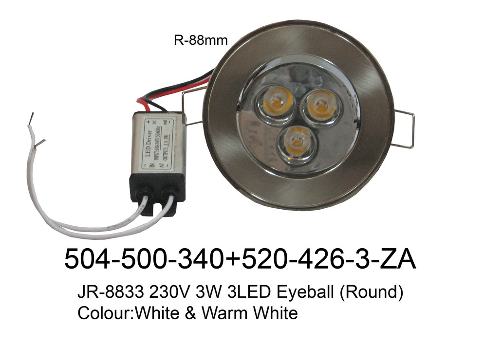504 500 340 JR 8833 230V 3W 3LED Round Eyeball