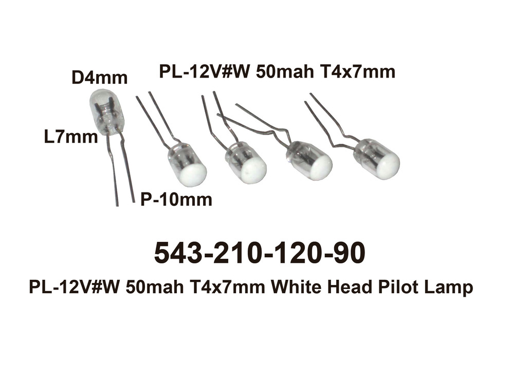 543 210 120 90 PL 12V W 50mah T4x7mm White Head  Pilot Lamp