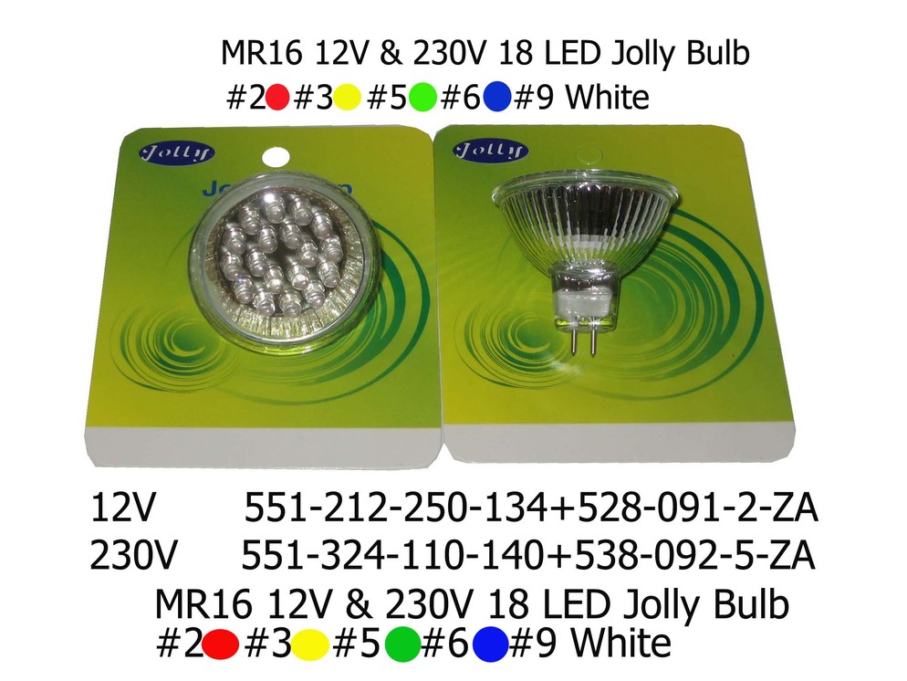 551 212 250 134 MR16 12V   230V 18 LED Jolly Bulb