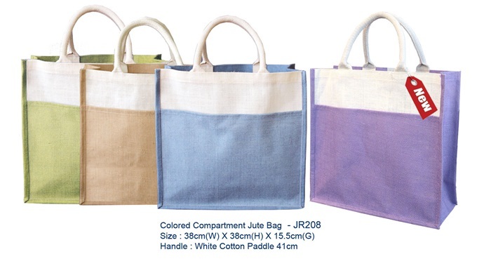 JR208   color compartment jute bag
