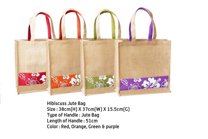 hibiscuss jute bag with Purple   JR213 A