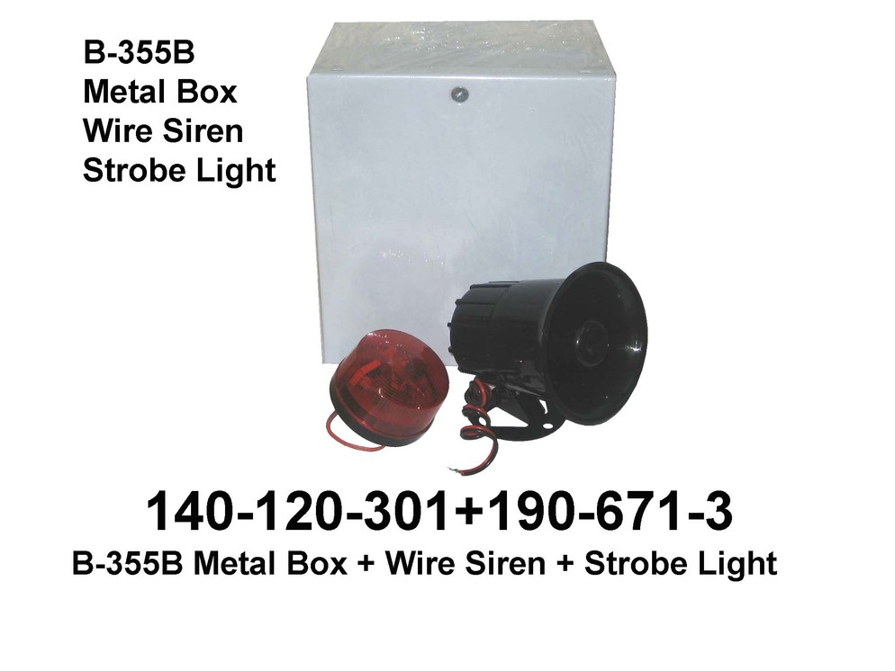 140 120 301 B 355B Metal Box Wire Siren Strobe Light