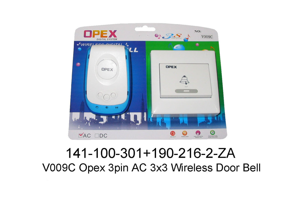 141 100 301 V009C Opex  3 pin AC 3x3 Wireless Door Bell