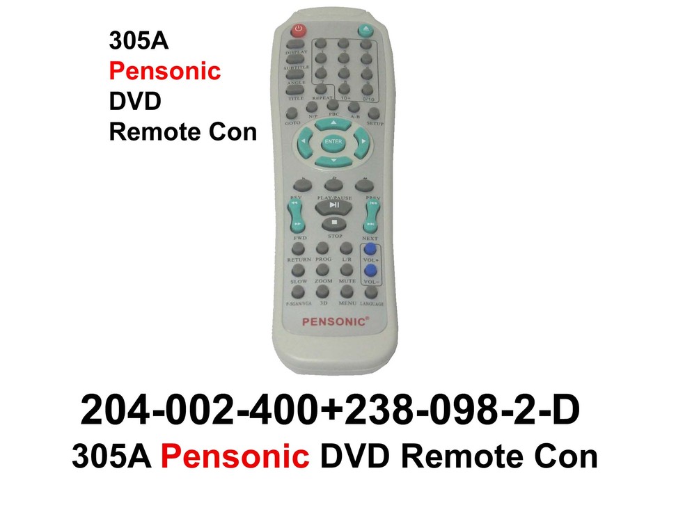 204 002 400 305A Pensonic DVD Remote Con