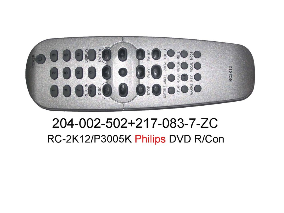 204 002 502 RC 2K12 P3005K Philips DVD R Con