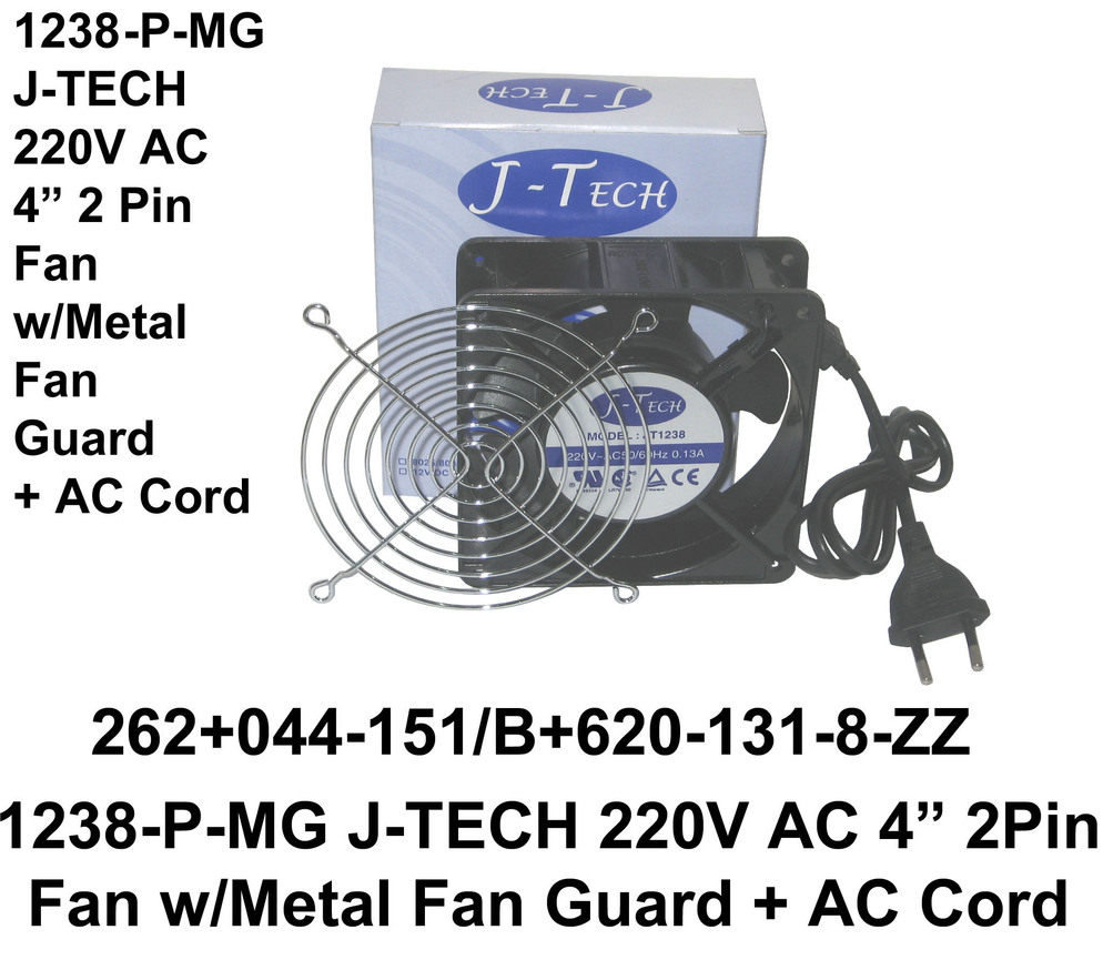 262 044 151 1238 J TECH 220V AC 4 2 PIN FAN W METAL FAN GUARD   AC CORD copy