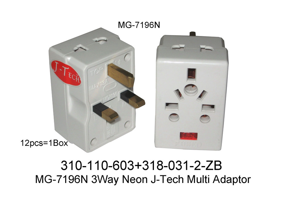 310 110 603 MG 7196N 3way Neon J Tech Multi Adaptor
