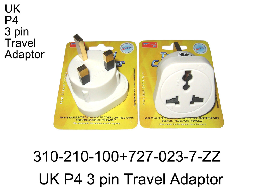 310 210 100 UK P4 3 PIN TRAVEL ADAPTOR