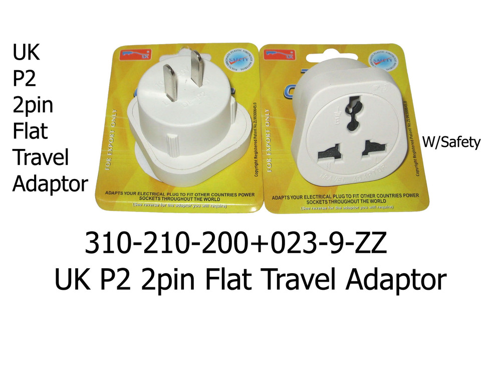 310 210 200 UK P2 2pin Flat Travel  Adaptor