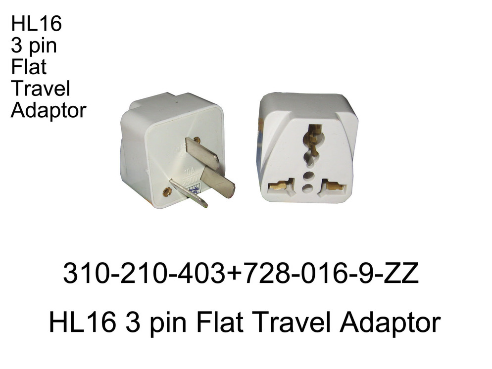310 210 403 HL16 3 PIN FLAT TRAVEL ADAPTOR