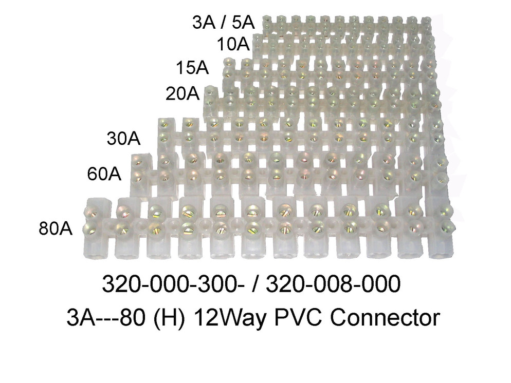 320 000 300 3A 80A  H 12Way PVC Connrctor