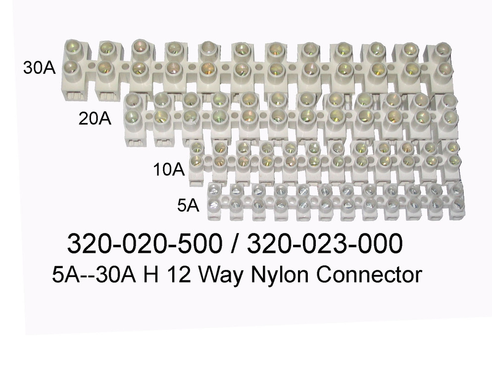 320 020 500 5A 30A 12 Way Nylon Connector
