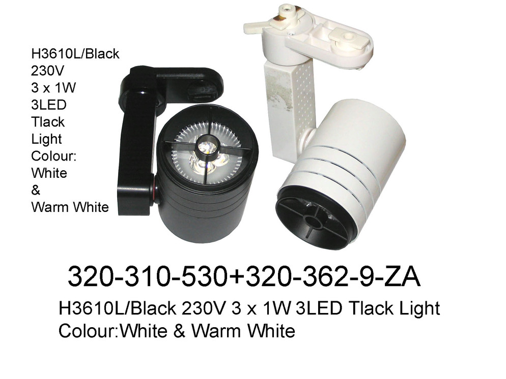 320 310 530 H3610L Black 230V 3 x 1W 3LED  Tlack Light White W Wite