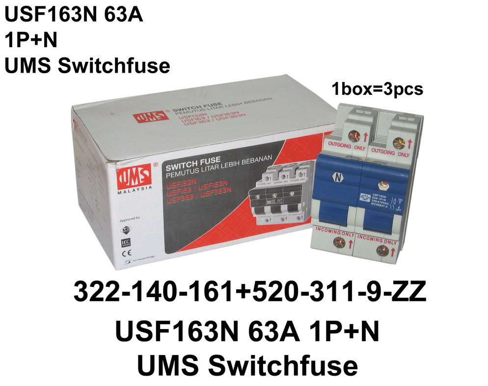 322 130 161 USF163N 63A 1P N UMS SWITCHFUSE