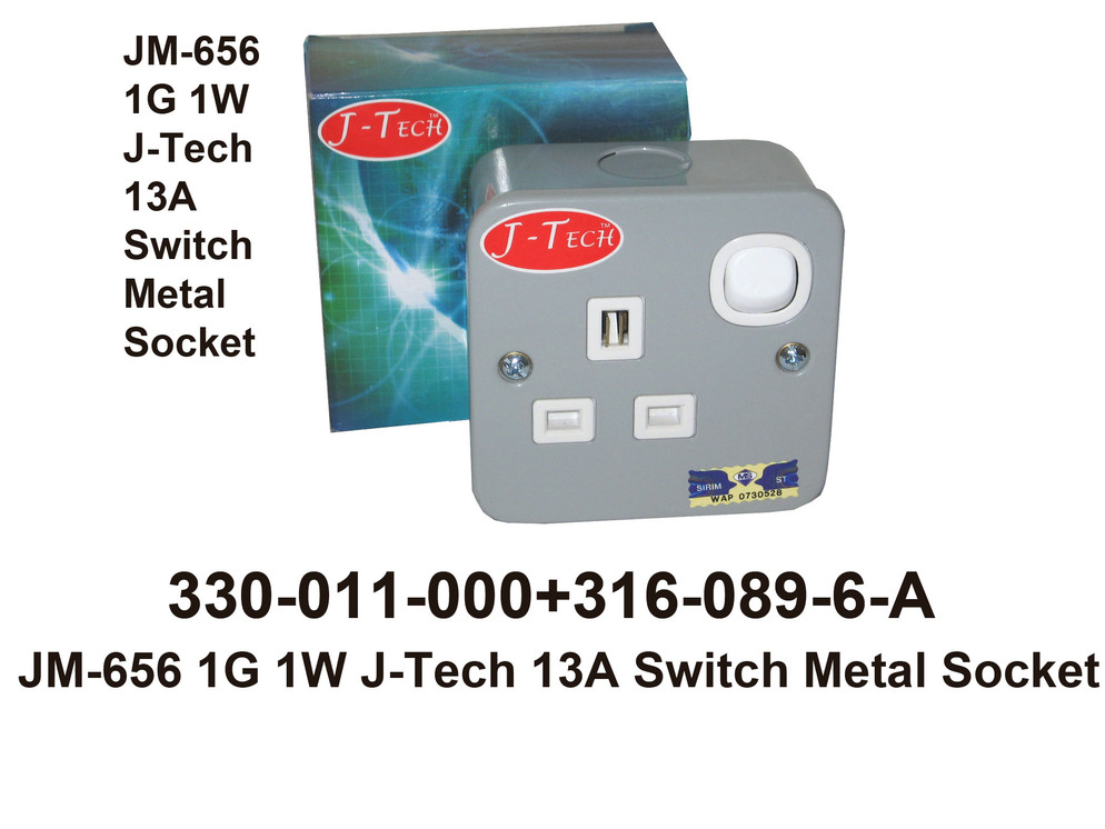 Copy of 330 011 000 1 JM 656 1G 1W J Tech 13A Switch Metal Socket