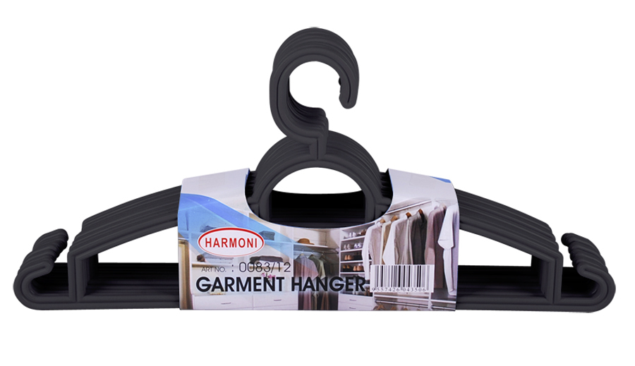 0083 12 Garment Hanger (12 Pcs) BLACK